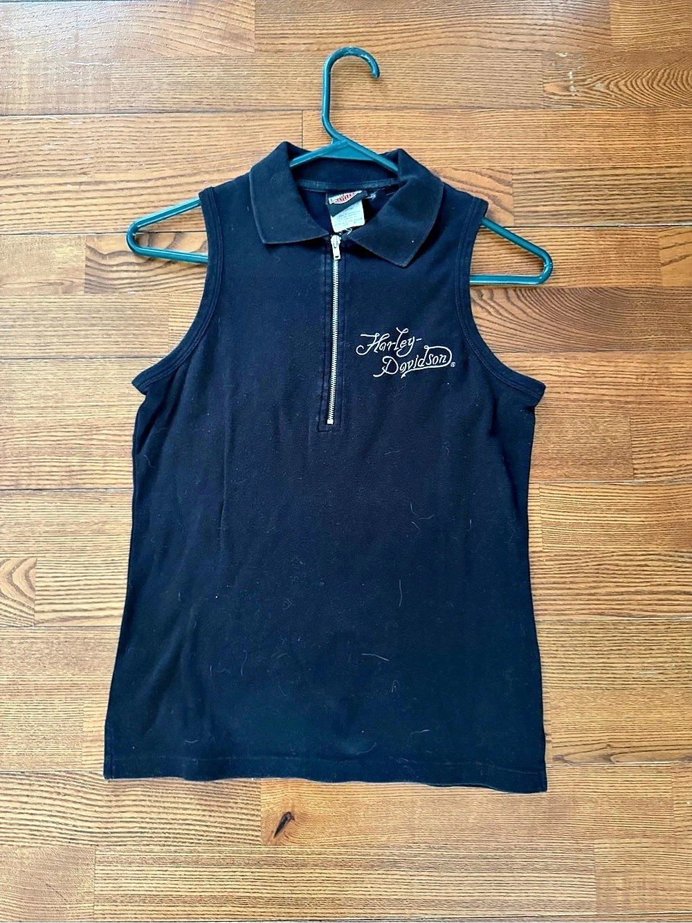 VINTAGE Harley-Davidson Black Zip Front Muscle Tee Size Medium